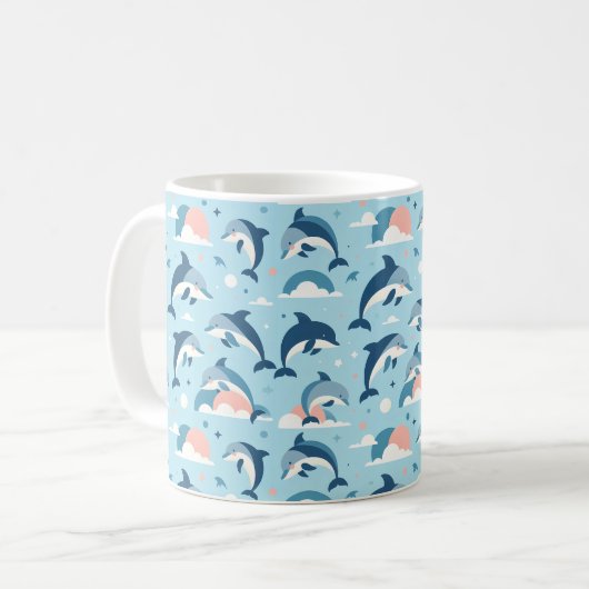 Spielerisches Delphinmuster Kaffeetasse (Vorderseite Links)