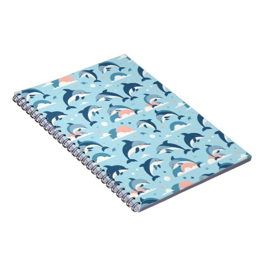 Spielerisches Delphinmuster Notizblock (Rechte Seite)