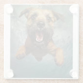 Spielerisches Design für Hunde unter Wasser Glasuntersetzer (Rückseite)