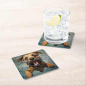 Spielerisches Design für Hunde unter Wasser Rechteckiger Pappuntersetzer (Vor Ort)