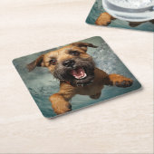 Spielerisches Design für Hunde unter Wasser Rechteckiger Pappuntersetzer (angewinkelt)