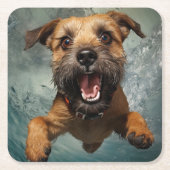 Spielerisches Design für Hunde unter Wasser Rechteckiger Pappuntersetzer (Vorderseite)