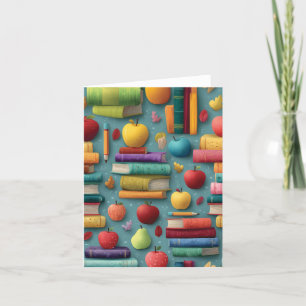 Spielerisches Design mit Büchern und Apple Feiertagskarte