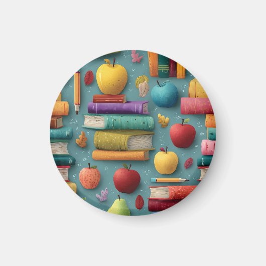 Spielerisches Design mit Büchern und Apple Magnet (Vorne)