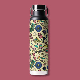 Spielerisches Doodle Art Pattern der 1980er Jahre Trinkflasche