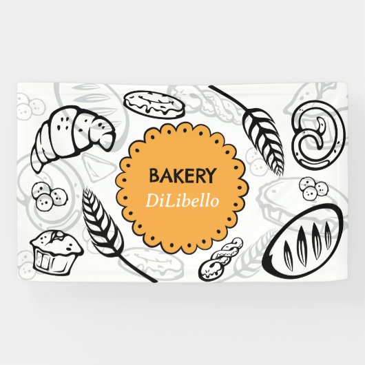 Spielerisches Doodle Brot Illustration Bäckerei Banner (Horizontal)