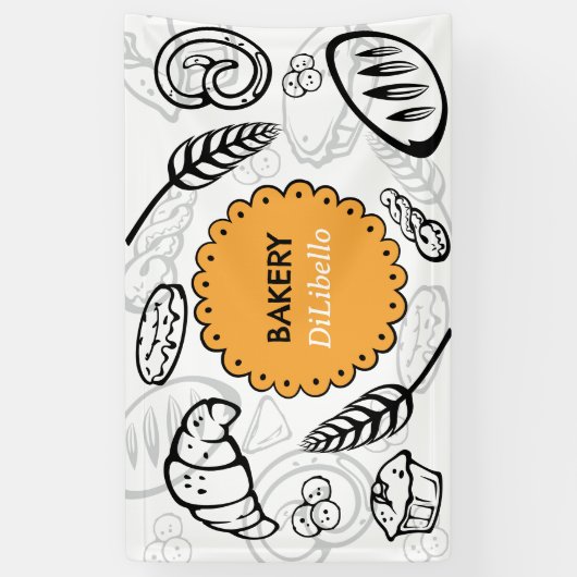 Spielerisches Doodle Brot Illustration Bäckerei Banner (Vertikal)