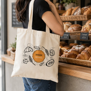 Spielerisches Doodle Brot Illustration Bäckerei Tragetasche