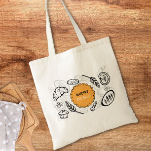 Spielerisches Doodle Brot Illustration Bäckerei Tragetasche