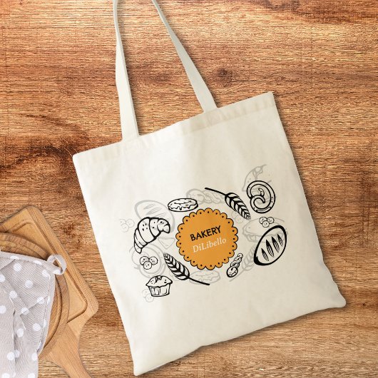 Spielerisches Doodle Brot Illustration Bäckerei Tragetasche