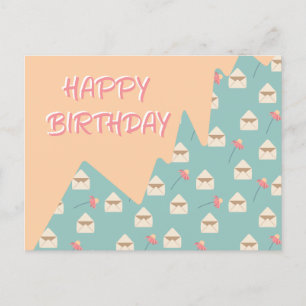 Spielerisches Envelope & Bell Blume Happy Birthday Postkarte