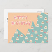 Spielerisches Envelope & Bell Blume Happy Birthday Postkarte (Vorne/Hinten)