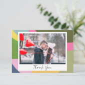 Spielerisches Foto der Abstrakten Kunst Hochzeit n Dankeskarte (Stehend Vorderseite)