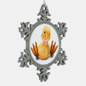 Spielerisches gelbes Duckling Weihnachtsgeschmack Schneeflocken Zinn-Ornament (Links)