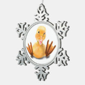 Spielerisches gelbes Duckling Weihnachtsgeschmack Schneeflocken Zinn-Ornament (Rechts)
