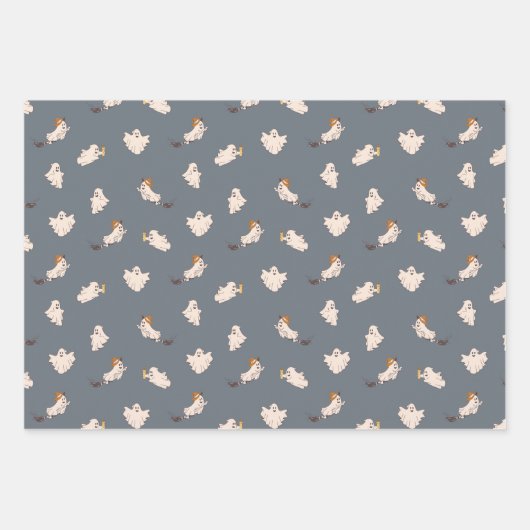 Spielerisches Ghosts Halloween-Muster Geschenkpapier Set (Vorderseite 3)