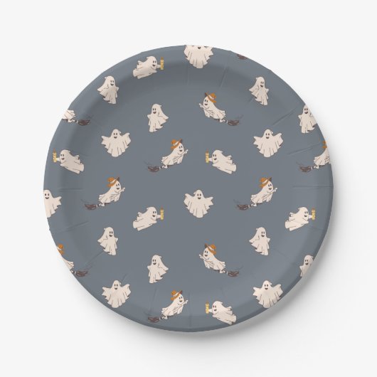 Spielerisches Ghosts Halloween-Muster Pappteller (Vorderseite)