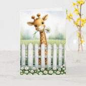 Spielerisches Giraffe mit Daisy Karte (Gelbe Blume)
