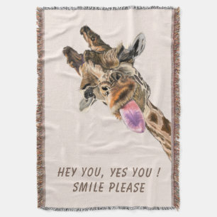 Spielerisches Giraffe Tongue Out Throw Blanket Läc Decke