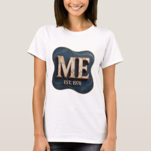 Spielerisches Gold ME EST 1970 Slogandesign T-Shirt