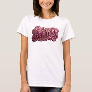 Spielerisches Gold NEW YORK Künstlerisches Motiv T-Shirt