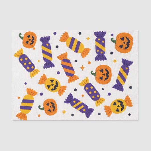 Spielerisches Halloween Candy and Jack-o' Lanterns Seidenpapier (Vorderseite)