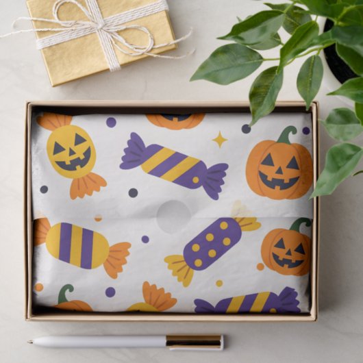 Spielerisches Halloween Candy and Jack-o' Lanterns Seidenpapier (Geschenk)