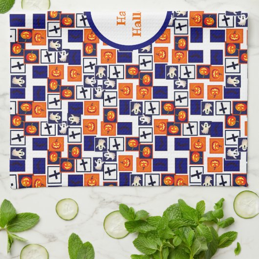 spielerisches Halloween-Muster Geschirrtuch (Gefaltet)