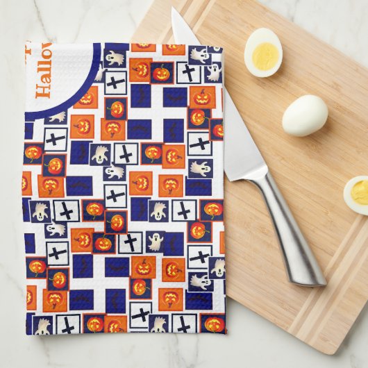 spielerisches Halloween-Muster Geschirrtuch (Viertel Falte)