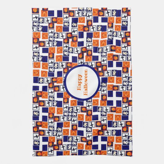 spielerisches Halloween-Muster Geschirrtuch (Vertikal)