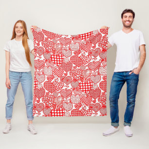 Spielerisches handgezeichnetes Valentinstag-Herzen Fleecedecke