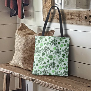 Spielerisches Hellgrünes Kleeblatt-Herzen-Muster k Tasche
