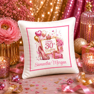 Spielerisches Hot Pink Glitzer 30. Geburtstag Kiss Kissen