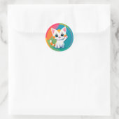 Spielerisches Kätzchen Runder Aufkleber (Tasche)