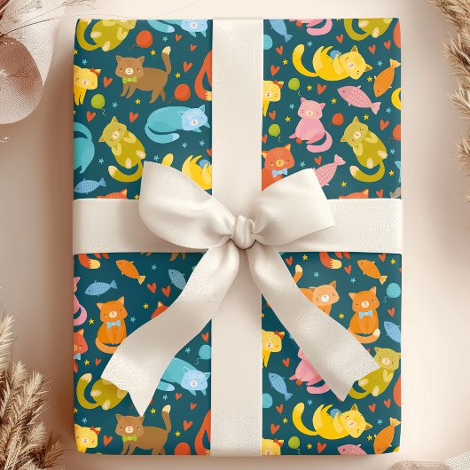 Spielerisches Kitty & Fish Cat Lover's Geschenkpapier