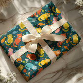 Spielerisches Kitty & Fish Cat Lover's Geschenkpapier