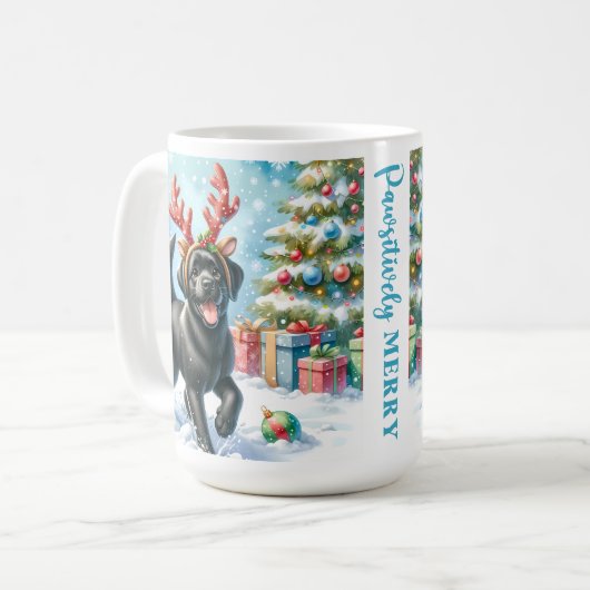 Spielerisches Labrador Retriever Puppy Doppy Weihn Kaffeetasse (Vorderseite Links)