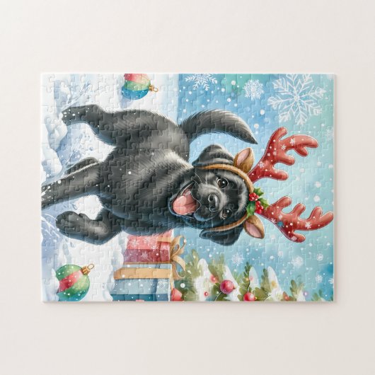 Spielerisches Labrador Retriever Puppy Doppy Weihn Puzzle (Horizontal)