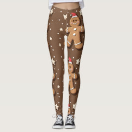 Spielerisches Lebkuchenmuster auf Brown Leggings