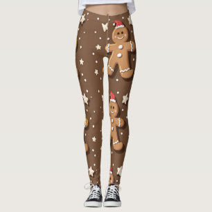 Spielerisches Lebkuchenmuster auf Brown Leggings