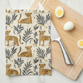 Spielerisches Leopard-Dschungelmuster Geschirrtuch (Viertel Falte)