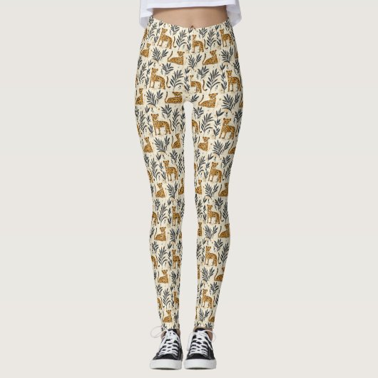 Spielerisches Leopard-Dschungelmuster Leggings (Vorderseite)