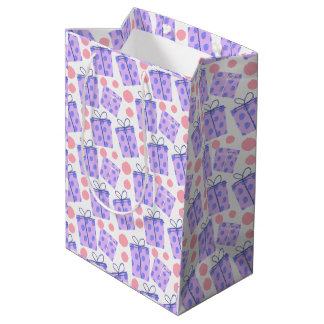 Spielerisches Lila und Rosa Handgezeichneter Polka Mittlere Geschenktüte