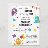 Spielerisches Monster Einladung zum Geburtstag (Vorderseite)