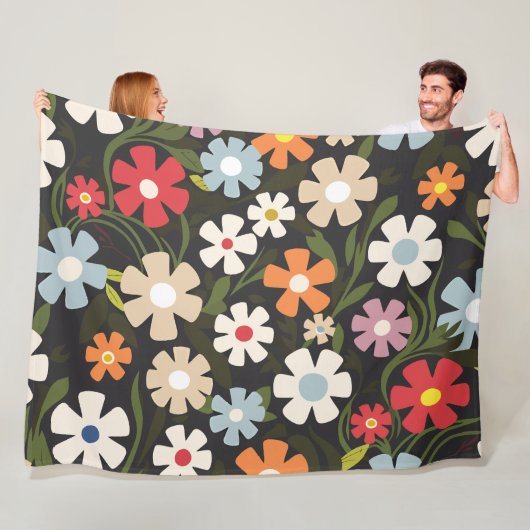 Spielerisches Multicolor-Blumengesteck mit schwarz Fleecedecke (Beispiel)