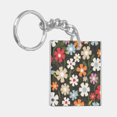 Spielerisches Multicolor-Blumengesteck mit schwarz Schlüsselanhänger (Vorderseite links)
