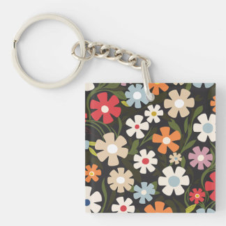 Spielerisches Multicolor-Blumengesteck mit schwarz Schlüsselanhänger