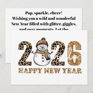 Spielerisches Neujahrsdesign mit Leopardenprint Feiertagskarte
