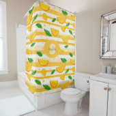 Spielerisches Orange Slice Muster mit grünen Blätt Duschvorhang (Beispiel)