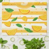 Spielerisches Orange Slice Muster mit grünen Blätt Geschirrtuch (Gefaltet)